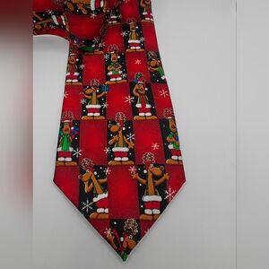 YULE TIE GREETINGS by MMG Hallmark Mens Reindeer Neck Tie Christmas Red
